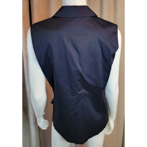 Talbots Woman Navy Sleeveless 2 Pc. Pant Suit 4 button Vest Stretch 12 W Pant 32 - Picture 8 of 11